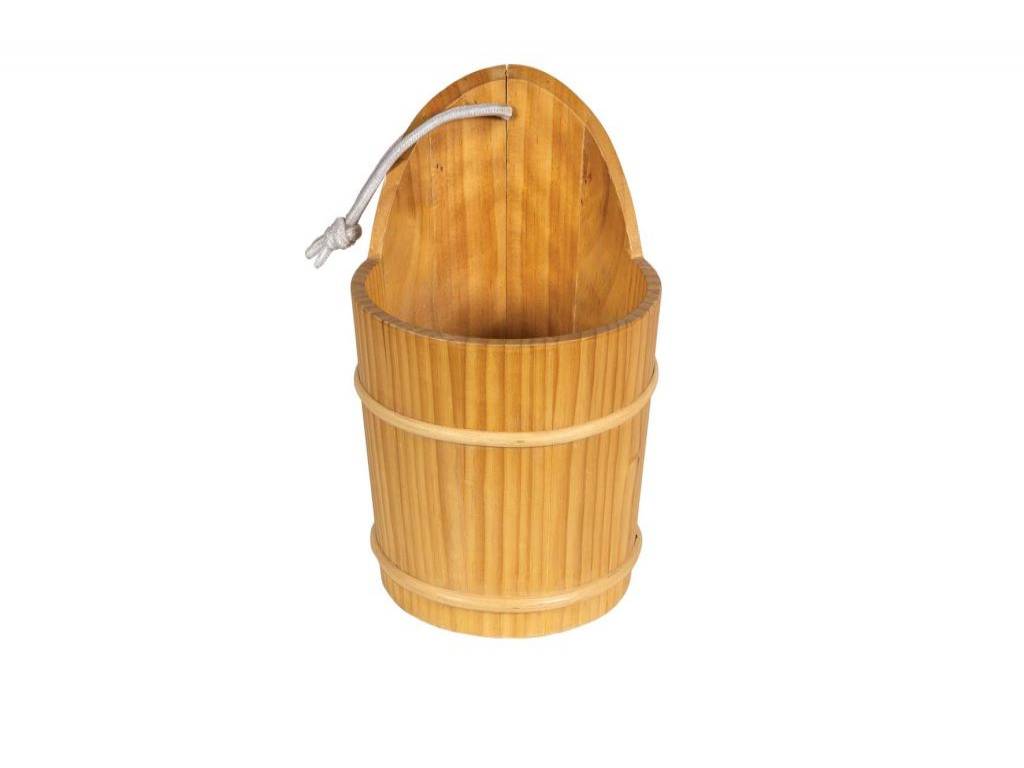 Sauna Wooden Bucket, Spoon, Brush